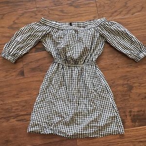 Gingham off the shoulder dress